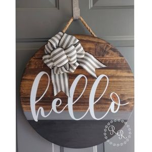 Hello front door hanger sign